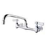 Bwe Wall Mount Kitchen Faucet 10" Swivel Spout Chrome 8" Center 94254. Fixed Price $54.99.