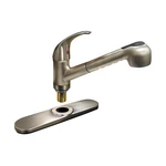 Dominion Faucets 77-2120 Low Arc Pull Out,brushed NICKEL,1.8GPM 45L025. Fixed Price $105.52.