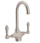 Rohl San Julio A1667LMSTN-2 Prep Bar Kitchen Sink Faucet Satin Nickel New Box. Fixed Price $428.00.