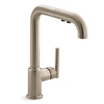 Kohler K-7505-BV Purist 1.5 Gpm Single Hole Pull Out Kitchen Faucet, Brushed Bro. Fixed Price $575.00.