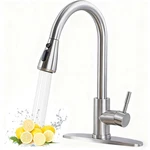 Hotis Kitchen Faucet With Pull Down Sprayer, Brushed Nickel Stainless Steel High. Fixed Price $54.17.