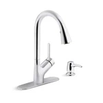 Kohler R22897-SD-CP Kitchen Faucet Polished Chrome 1-HANDLE Pull-down/soap Disp. Fixed Price $132.74.