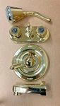 Polished, Shiny Brass Tub, Shower, And Jet Set Trim By Delta T1848. Fixed Price $224.99.