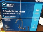 Project Source Laural Matte Black Double Handle Kitchen Faucet W/side Spray. Fixed Price $69.59.