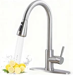 Hotis Kitchen Faucet With Pull Down Sprayer, Brushed Nickel Stainless Steel High. Fixed Price $37.79.