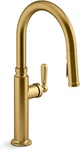 Edalyn 1.5 Gpm Pull Down Kitchen Faucet Elegant Brushed Brass Finish. Fixed Price $1269.99.