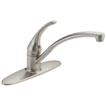Delta Foundations 1-HANDLE Kitchen Faucet Stainless-certified Refurbished. Fixed Price $43.24.