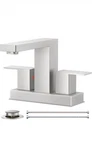 Brushed Nickel Bathroom Sink Faucet 2 Hole 4 Centerset Vanity Mixer With Drain. Fixed Price $20.99.