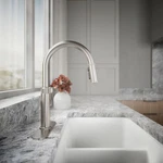 Kohler R31627-VS Lathe Vibrant Stainless Pull-down Kitchen Faucet With Deck Plat. Fixed Price $190.99.