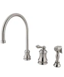 Kingston Brass KS3818ALBS Widespread Kitchen Faucet Brushed Nickel W/ Sprayer. Fixed Price $299.99.
