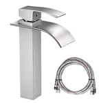 10" Sink Faucet Waterfall Bathroom Washing Basin Mixer Tap Single Handle Brushed. Fixed Price $70.00.