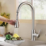 Bwe Brushed Nickel Kitchen Sink Faucet Swivel With Sprayer And Cover. Fixed Price $50.00.