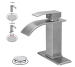 Bwe Waterfall Single Handle/hole Low-arc Bathroom Faucet Brushed Nickel! New. Fixed Price $38.99.