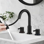 Bdjm Bathroom Faucet 3 Hole, 8 Inch Widespread 2 Handle Pull Down Matte Black. Fixed Price $60.64.