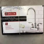 Delta Lorain Chrome Double Handle Bar Prep Kitchen Faucet. Fixed Price $44.99.