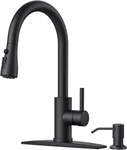 Forious Black Kitchen Faucet With Soap Dispenser And Pull Down Matte. Fixed Price $84.21.
