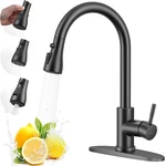 Matte Black Kitchen Faucet, Sink With Pull Down Sprayer Single Ha. Fixed Price $71.99.