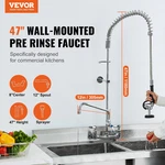 Vevor Wall-mounted Kitchen Faucet, 47" Tall, 8" Apart, With 12" Rotating Spout. Fixed Price $193.90.