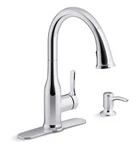 Kohler Cruce R26372-SD-CP Pull Down Kitchen Faucet With Soap Dispenser Chrome. Fixed Price $179.95.