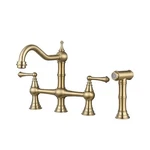 Wowow Brass Kitchen Faucet Bridge With Side Sprayer, 4 Hole 2 .... Fixed Price $222.46.