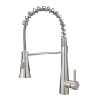 Fapully Single Handle Down Sprayer Kitchen Faucet W/ Brushed Nickel Finish. Fixed Price $39.95.