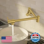 Kes Kitchen Gold Pot Filler Folding Faucet Brass Double Joint Swing Arm Sink. Fixed Price $125.98.