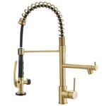 Brushed Gold Kitchen Faucet With Pull Down Sprayer,commercial Brass F.... Fixed Price $285.58.