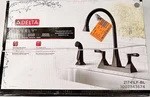 Delta 21741LF-BL Everly Double Handle Kitchen Faucet & Matching Sprayer Black. Fixed Price $79.95.