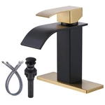 Arcora Black Gold Waterfall Bathroom Faucet Single Handle 1/3 Hole W/deck Plate. Fixed Price $97.11.