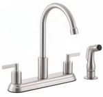 Ikebana 3 Or 4 Hole 2 Handle Kitchen Faucet Brushed Nickel, Sink. Fixed Price $71.25.
