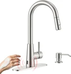 Touchless Kitchen Faucet With Soap Dispenser And Pull Down Sprayer 2 Modes, Brus. Fixed Price $149.99.