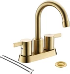 Brushed Gold 4 Inch 2 Handle Centerset Lead-free Bathroom. Fixed Price $84.29.