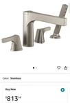 Delta T4774-SS Zura 2-HANDLE Roman Tub Faucet Trim Kit W/hand Shower, Stainless. Fixed Price $250.00.