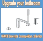 Grohe Eurostyle Cosmopolitan 4-HOLE Roman Tub Faucet W/ Hand Shower 23048002. Fixed Price $350.00.