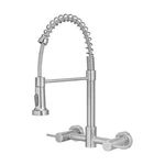 Aimadi Wall Mount Kitchen Faucet Pull Down Sprayer 8" Brushed Nickel. Fixed Price $115.00.