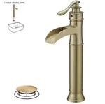 Bwe Waterfall 1-HANDLE Bathroom Vessel Sink Faucet Farmhouse Vanity Bowl Gold. Fixed Price $59.00.