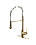 Brushed Gold Kitchen Sink Faucet,single Handle Spring High Arc Faucet.... Fixed Price $152.54.