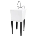 Tehila Space Saver 16 Gallon White Utility Sink With Chrome Finish Faucet & Side. Fixed Price $147.99.