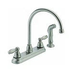 Peerless Claymore 2-HANDLE Kitchen Sink Faucet With Side Sprayer, Stainless P.... Fixed Price $174.26.