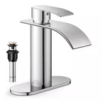 Bwe Single Handle Waterfall Bathroom Faucet + Drain, Chrome. Fixed Price $32.13.