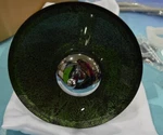 Signature Hardware Waterfall High Raised, Green Glass Plate, Chrome. Fixed Price $50.40.
