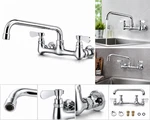 Bwe 2-HANDLE Wall Mount Kitchen Faucet 8" Swivel Spout Polished Chrome. Fixed Price $42.49.