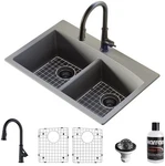 Karran Usa QT710KKF330 Quartz 33" Drop Double Basin - Grey / Matte. Fixed Price $609.95.