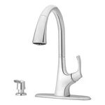 Pfister Masey Kitchen Faucet Single Handle Pull-down Sprayer Chrome F5297MCC. Fixed Price $139.99.
