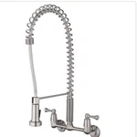 Tosca 2-HANDLE Wall Mount Pill-down Sprayer Kitchen Faucet Stainless Steel. Fixed Price $135.00.