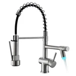 Kicimpro Led Kitchen Faucet With Pull Down 16.9 Inches, Brushed Nickel. Fixed Price $142.06.