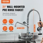 Wall-mounted Brass Kitchen Faucet, 21" Tall, Or Triple Sinks. Fixed Price $165.92.
