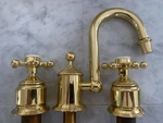 Kohler K-325-3D-PB Antique Curio Widespread Lavatory Faucet Six-prong Handles. Fixed Price $750.00.