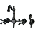 Kingston Brass KS1265AXBS Wall Mount Bridge Kitchen Faucet With Sprayer. Fixed Price $266.08.