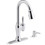 Kohler Arsdale 1 Hole Pull Down Kitchen Faucet In Polished Chrome K-R22970-SD-CP. Fixed Price $173.73.